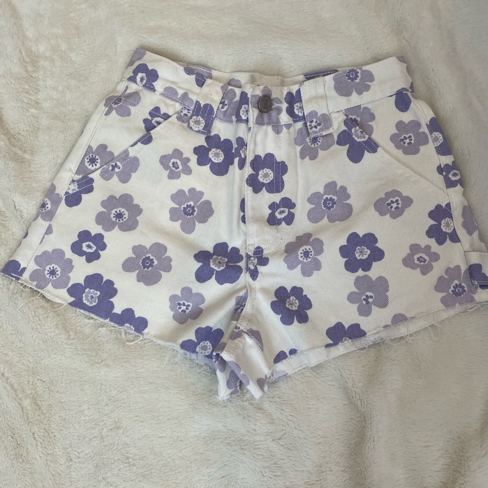 Purple Flower Shorts